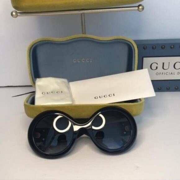 Authentic New Gucci Black GG0101S Round Gradient Sunglasses - Picture 9 of 15
